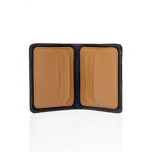 Portefeuille en cuir artisanal à double pli avec plusieurs emplacements pour cartes, design bicolore fin pour hommes et usage quotidien professionnel, bleu marine - Product Image 2