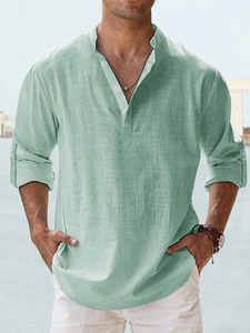 Vente <span class=keywords><strong>en</strong></span> gros de sweat-shirts <span class=keywords><strong>en</strong></span> <span class=keywords><strong>lin</strong></span> pour hommes, tailles S-5XL, manches longues, couleur unie, coupe ample, col montant, t-shirt confortable <span class=keywords><strong>en</strong></span> coton - Product Image 2