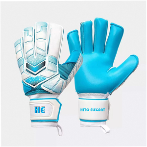 Guantes de Portero de Fútbol Elásticos de Látex Alemán con Diseño Personalizado en Blanco y Azul, Corte Negativo, con Látex Alemán de 4 mm con Relieve - Product Image 1