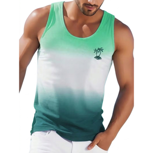 Custom Tie Dye Men's Tank Top Streetwear Fashion Sleeveless Shirt 100% Cotton OEM Factory - Product Image 1