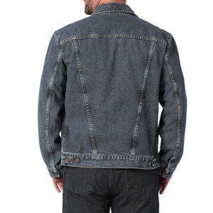 Veste en jean classique pour homme, coupe droite, couleur unie, fermeture boutonnée, style décontracté, délavage acide léger, tissu 100% coton tissé - Product Image 6