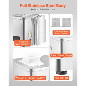 Máquina Cortadora de Carne Comercial, Eléctrica de 550W, Rebanadora de Carne de Acero Inoxidable, 350 Lb/h, Grosor de 3.5 mm - Product Image 6