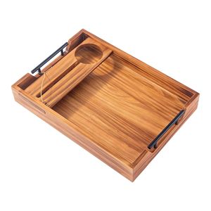 Bandeja de Madera para Servir al por Mayor con Soporte para Botellas de Vino, Bandeja de Madera Maciza con Estante para Copas para el Hogar, Cocina, Bares, Hoteles y Restaurantes - Product Image 1
