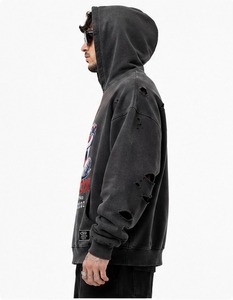 เสื้อฮู้ดดี้ผู้ชายคุณภาพพรีเมียม ดีไซน์ขาดๆ แบบวินเทจ ผ้าฝ้าย 100% แฟชั่นฤดูหนาว ทรงปกติ สวมใส่สบาย เหมาะกับทุกวัน สไตล์สตรีท - Product Image 6