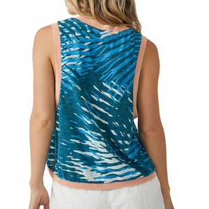 Women Knitted Blue White Solid O-Neck Tank <b>Top</b> Casual Style Breathable Eco-Friendly Quick Dry Hip Hop Short 100% Cotton - Product Image 2