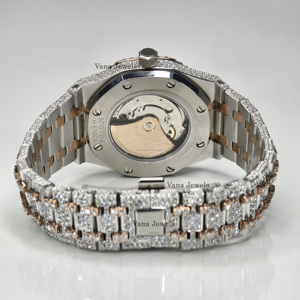 Montre Analogique à Quartz de Luxe pour Homme en Acier Inoxydable Style Hip Hop Glacé Pleine Pierre Moissanite Diamant de Haute Qualité 41mm OEM Usine - Product Image 6