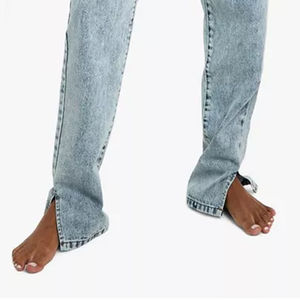 Pantalones vaqueros de mezclilla para mujer, personalizados para la temporada de otoño, con detalles de costuras en lavado oscuro, venta al por mayor, con dobladillo elástico y bolsillos tipo cargo - Product Image 5