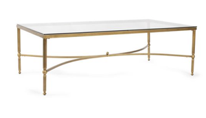 Mesa de Centro Moderna Rectangular con Tapa de Vidrio y Marco de Metal, Mesa de Salón con Aspecto de Mármol - Product Image 2