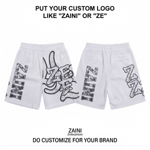 160 GSM Premium Polyester Mesh Fabric <b>White</b> Mesh <b>Shorts</b> Breathable Athletic Custom Logo Printed Streetwear Sports <b>Shorts</b> - Product Image 1