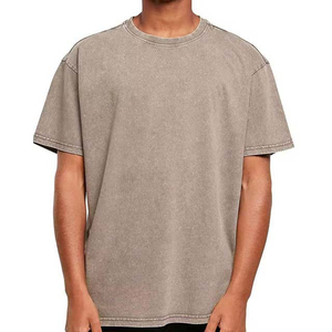 Camiseta de algodón de punto de color liso para hombre, de manga corta, cuello redondo, corte casual, teñido liso, longitud regular - Product Image 1