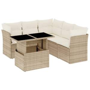 Conjunto de Sofá de Jardín de Ratán Sintético Color Beige con Acero con Recubrimiento en Polvo y Vidrio Templado, Muebles Duraderos para Exteriores - Product Image 2