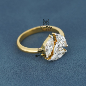 HimDrip LAB. Men's Marquise Cut Lab Grown Diamond Engagement Ring Yellow Gold Luxury IGI Anniversary <b>Wedding</b> Gift Party - Product Image 2