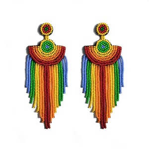Halloween Skull Seed Bead Fringe <b>Post</b> <b>Earrings</b> Beads Embellished Hand Crafted Parrot Stud <b>Earrings</b> from the brand BaubleBar - Product Image 4