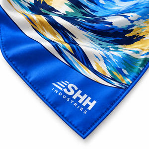 Pañuelo Cuadrado de Satén de Lujo para Mujer, Estampado Floral Abstracto en Azul, Verde y Dorado, con Tacto de Seda, Lazo para el Cuello, Logotipo Personalizado, Accesorio de Moda - Product Image 4