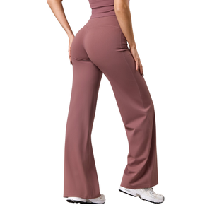 Dusty Pink Straight Leg Yoga Pants Women High Waist Gymwear Stretch Fitness Training <b>Workout</b> Activewear Performance Trousers - Product Image 3