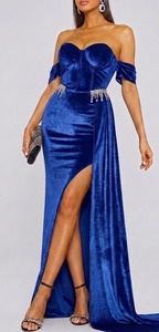 Hot Sale Royal <b>Blue</b> Polyester Velvet 9000 Fabric for Men and Women Dresses Soft Durable Smooth Finish Available For Sale - Product Image 2
