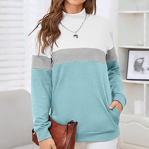 เสื้อสเวตเชิ้ตแขนยาวสไตล์ลำลองสำหรับผู้หญิง คอเต่า คอวี ทรงหลวม สไตล์ยุโรปและอเมริกา - Product Image 5
