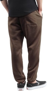 Pantalon de jogging décontracté en coton marron pour homme, taille élastique, poches latérales, tricoté mi-lourd pour l'automne - Product Image 2
