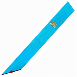 Roseta de Cuero Premium Bordada a Mano con Hilos de Oro para Ceremonia de la Logia Azul - Rito de Venecia de Maestro Sash - Memphis-Misraim - Product Image 1