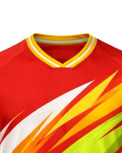 T-shirt de sport personnalisé pour homme, rouge, jaune, lime, manches courtes, col en V, respirant, séchage rapide, entraînement athlétique, gym, course à pied, maillot - Product Image 5