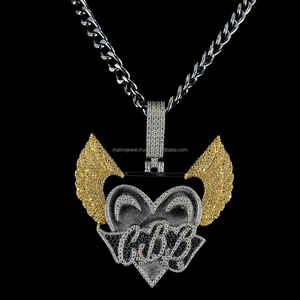 เครื่องจิวเวลรี่ตามสั่งคอลเลกชั่นจี้ปีกนกเพชรโมอิสซาไนต์เครื่องประดับแนวฮิปฮอป3D ดีไซน์หลังแบบกำหนดเอง - Product Image 2