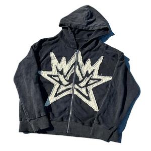 เสื้อมีฮู้ดผ้าฝ้ายผ้าฝ้ายผ้าเฟรนช์เทอร์รี่มีซิปรูดสำหรับผู้ชายแฟชั่น Y2K ออกแบบได้ตามต้องการ - Product Image 1