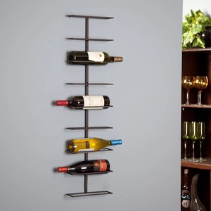 Support mural vertical moderne pour bouteilles de vin, gain de place, étagère à 10 niveaux, classique, fait main, résistant à la rouille, en fer noir - Product Image 4