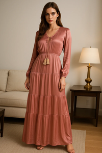 YXD068 vente chaude gland Design Style ethnique lâche Satin longue robe modeste personnalisable haut de gamme Eid prix usine <span class=keywords><strong>en</strong></span> gros - Product Image 2