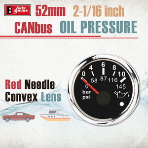 Manómetro de Presión de Aceite CANbus de 52 mm (2 1/16 pulgadas) con Pantalla LED Súper Blanca, Carátula Analógica Negra, Luz de Advertencia de 12V para Camiones, Autobuses y Coches - Product Image 4