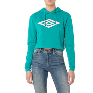 Sweat-shirt à capuche court pour femme Umbro, manches longues, logo géométrique sur le devant, tricot en coton, style automne - Product Image 1