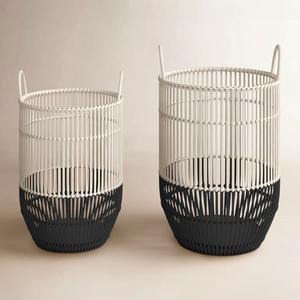 Panier de rangement en métal de style industriel avec poignées en bois, organisateur en fil métallique durable pour la cuisine - Product Image 6