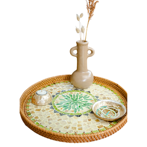 Plateau floral en mosaïque de rotin, fait main, écologique, de qualité commerciale, panier de service multifonctionnel décoratif – Vente chaude - Product Image 1