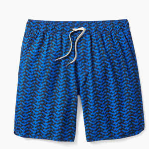 Men's Blue Geometric Print Board Shorts With Pockets Quick Dry <b>Elastic</b> Waist Casual Style Short Length - Product Image 3