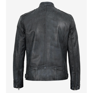 Veste d'hiver pour homme en cuir de vachette noir vieilli, fabriquée à la main, col montant, haute qualité, faible MOQ, imperméable, modèle 2026 OEM - Product Image 2