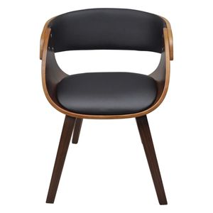 Silla de comedor de madera contrachapada negra y marrón con acolchado de algodón y poliuretano, estándar negro y marrón - Product Image 2