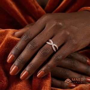 Moissanite <b>Ring</b> Women Infinity Knot Rose Gold Plated 925 Sterling <b>Silver</b> Round Cut Pave Wedding Engagement Jewelry New York Gift - Product Image 5