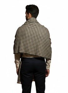 Checked <b>Wool</b> Shawl Scarf Long Plaid <b>Wrap</b> with Fringe Edge for Men Autumn Winter Wear - Product Image 6