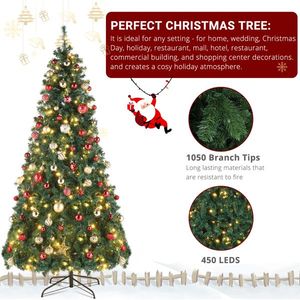 Albero di Natale Verde Automatico in PVC da 2,1 m con 450 Luci Calde in 8 Modalità e 1050 Rami Verdi - Product Image 6