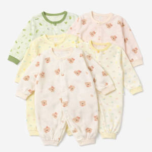 JALBEBE Pelele de bebé unisex 100% tejido con broches frontales, traje infantil todo en uno, lavable, para todas las estaciones, de algodón, manga larga, al por mayor - Product Image 1