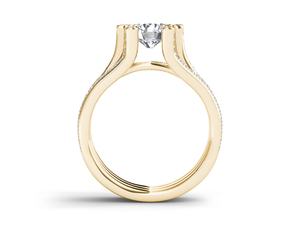 Anillo de Oro de 14K con Diamante Cultivado en Laboratorio de Corte Redondo de 1 Quilate, Certificado IGI, VS1, Color E, con Tres Capas de Engaste, para Boda, Compromiso o Aniversario - Product Image 2
