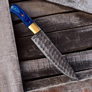 Couteau de chef moderne forgé à la main, extra-affûté, lame en acier Damas, longueur 8-9,9 pouces, manche en bois ambidextre, épaisseur 3,0 mm - Product Image 2
