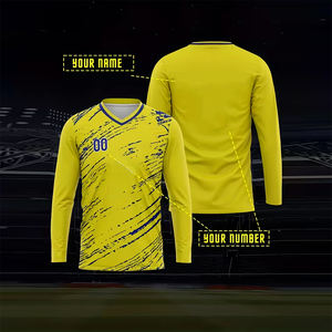 T-shirt pour homme à col en V et manches longues en polyester avec design par sublimation, respirant et à séchage rapide, écologique, jaune, pour adulte, été - Product Image 6