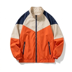 Blouson coupe-vent homme style sportif à blocs de couleur, col montant, fermeture éclair, en polyester, pour l'automne - Product Image 1