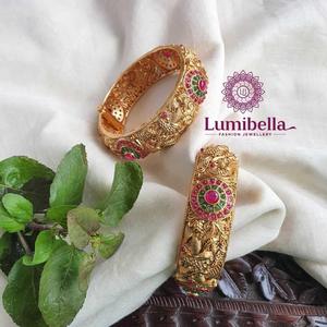 24K Gold Plated <b>Copper</b> Kada <b>Bangles</b>-Trendy Classic Fashion Bracelets for Engagement - Product Image 2