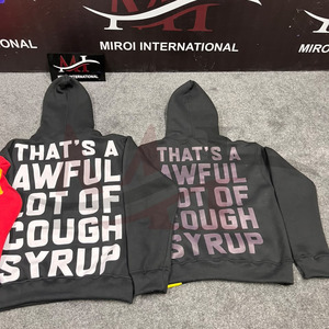 Sudadera con Capucha de Algodón 100% de Alta Calidad con Pedrería, Estilo Urbano, para Hombre, con Estampado 'THAT'S a AWFUL LOT of COUGH SYRUP' - Product Image 6