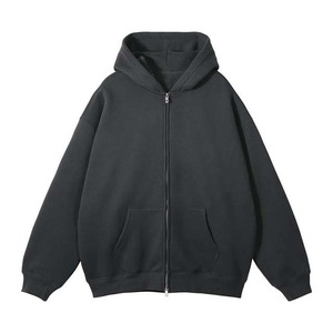 Men's <b>White</b> <b>Oversized</b> Zip-Up <b>Hoodie</b> Fleece Casual Hooded Sweatshirt Regular Fit Solid Color Pocket Design Autumn Wear - Product Image 4