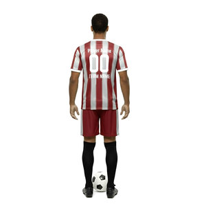 Conjunto de Uniforme de Fútbol Personalizado con Nombre de Equipo, Aplicación de Rayas Teñidas, 100% Poliéster, Manga Corta - Product Image 3