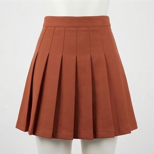 Women's High Waist <b>Pleated</b> Mini <b>Skirt</b> Solid Rust Brown Preppy Style A Line <b>Short</b> <b>Skirt</b> - Product Image 1