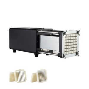 Coupe-frites électrique avec lames en acier inoxydable de 1/2 pouce et 3/8 pouce, coupe-pommes de terre antidérapant, hachoir à légumes - Product Image 1