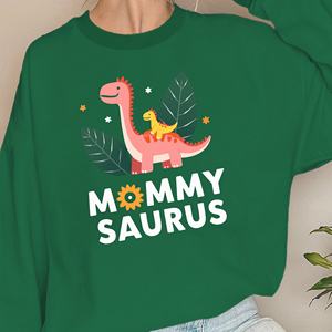 Sweat-shirts imprimés pour femmes MOMMY SAURUS, tissu tricoté décontracté avec des dinosaures, 100% polyester, col rond - Product Image 5